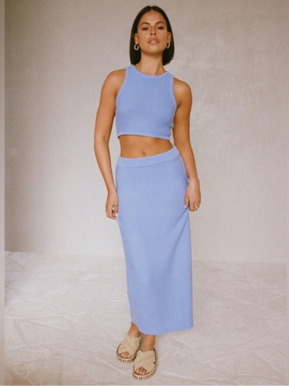 Sabo Skirt Knit Heather Skirt blue chunky